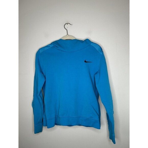 Nike Tops - Nike Swoosh Ninja Neck Hoodie Blue Long Sleeve Vintage Y2K Size Medium